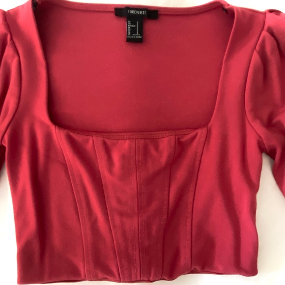 Pink Mauve Forever 21 Cropped Corset Long Sleeve - Picture 3 of 4